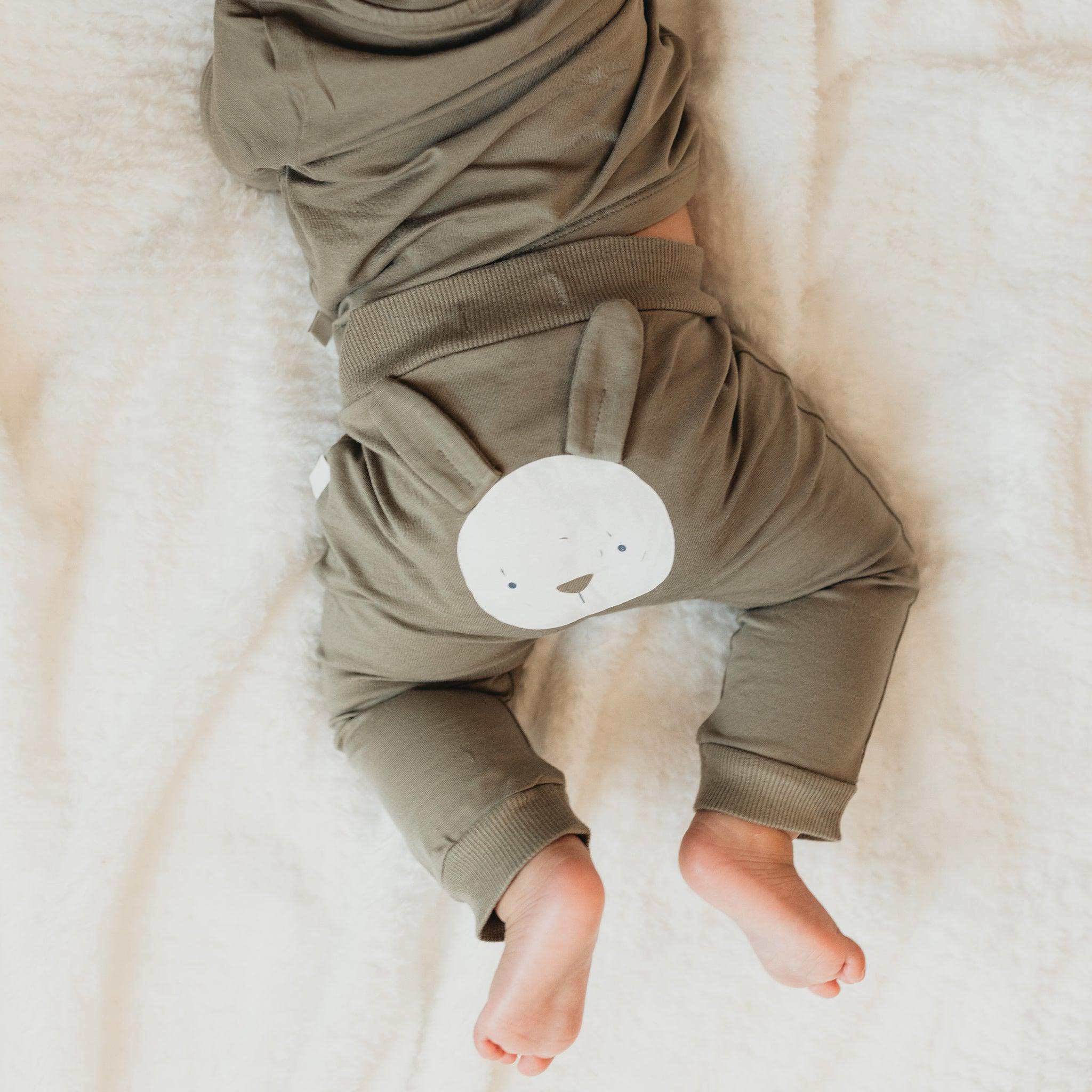 RETIRED - Organic Long Sleeve Bunny Pant Set - Bayleaf