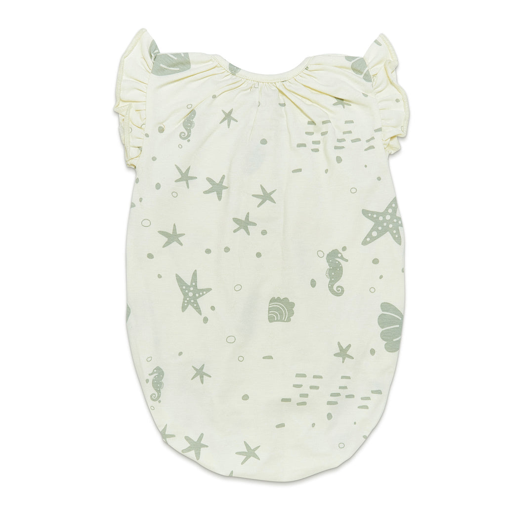RETIRED - Organic Flutter Sleeve Button Bunsuit - Sugar Cookie
