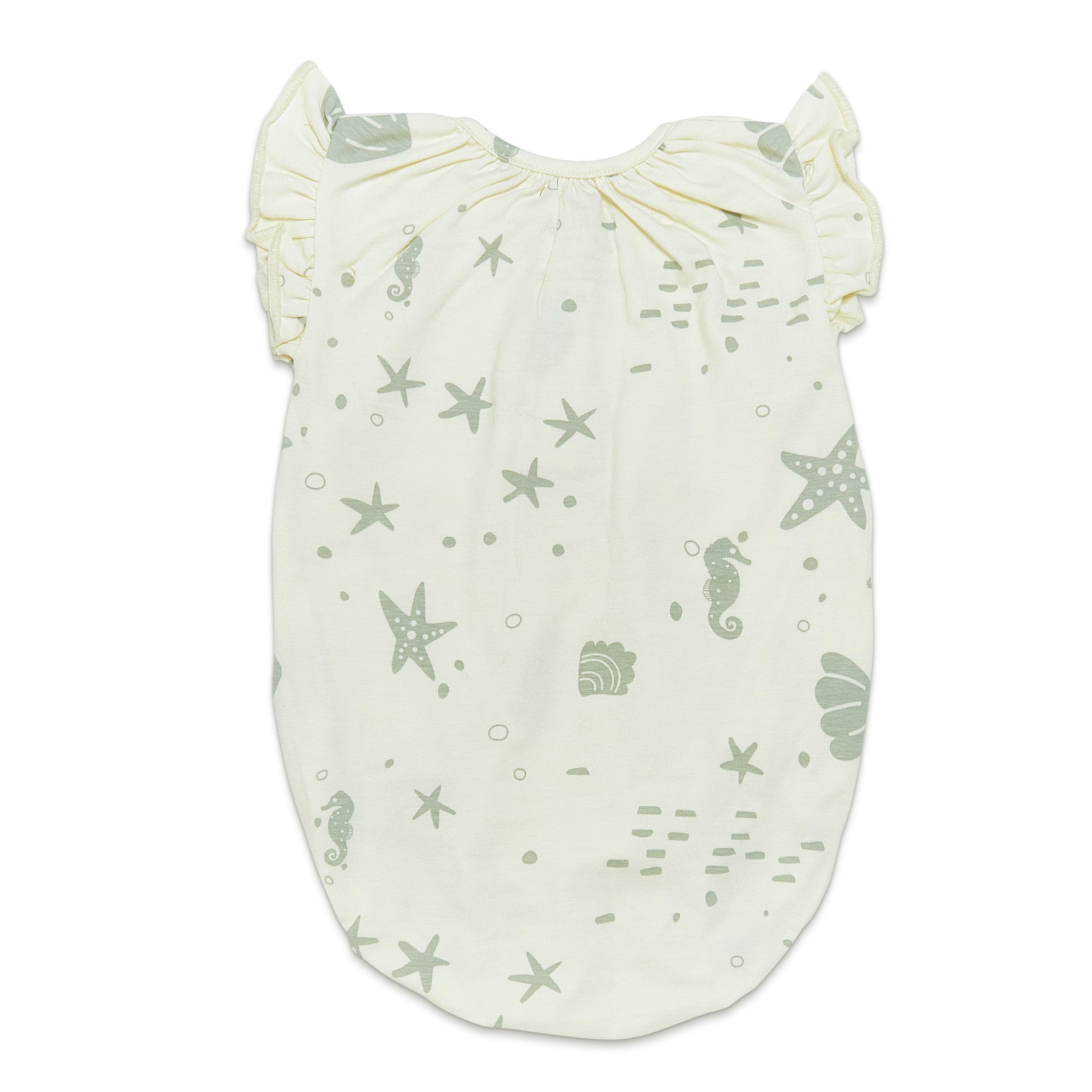 RETIRED - Organic Flutter Sleeve Button Bunsuit - Sugar Cookie