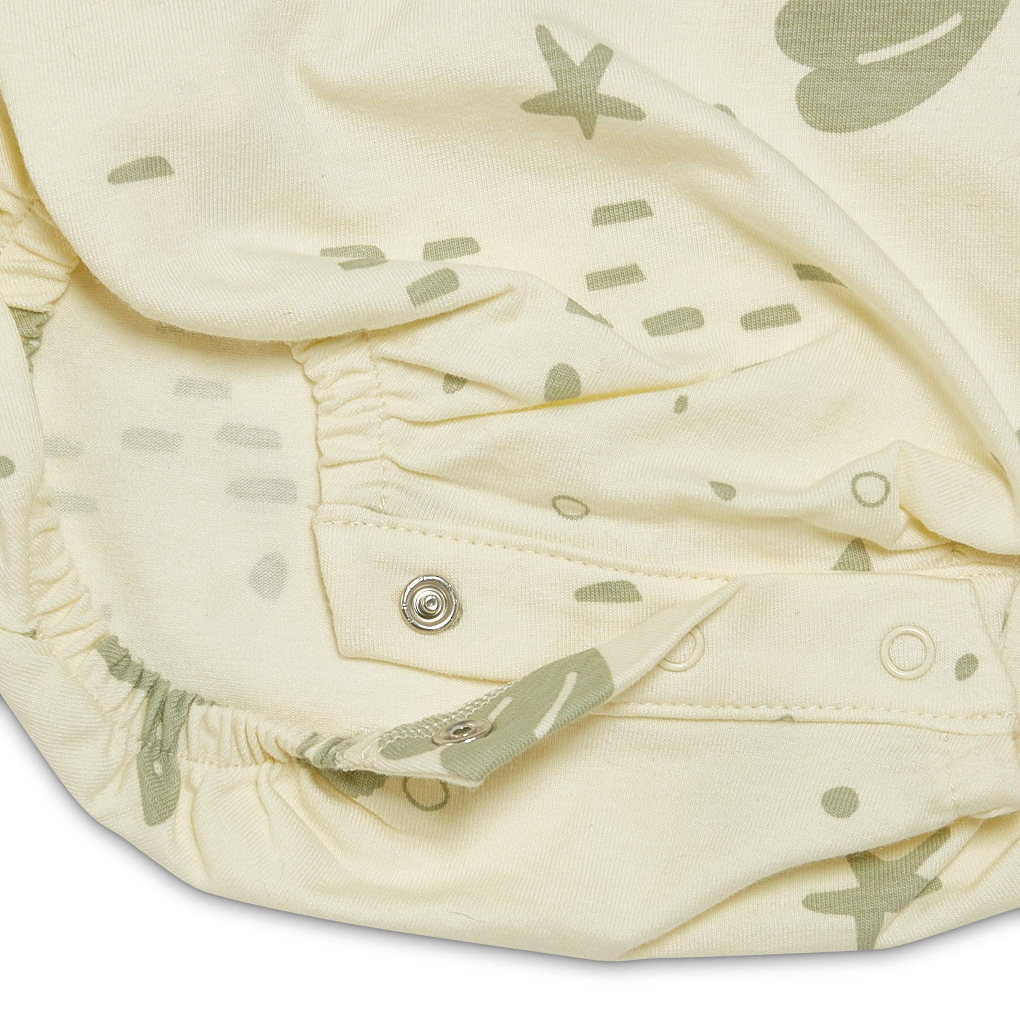 RETIRED - Organic Flutter Sleeve Button Bunsuit - Sugar Cookie