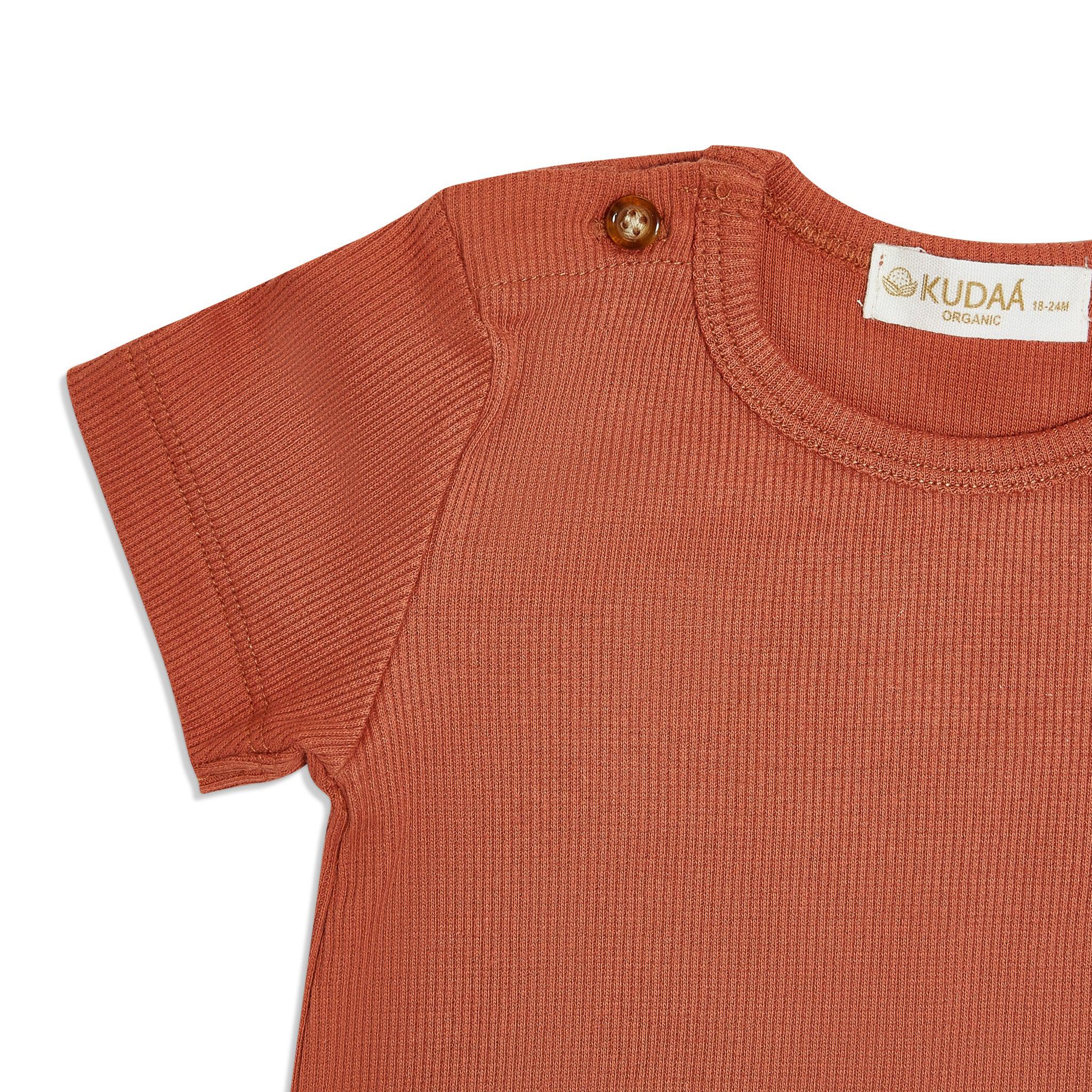 RETIRED - Organic Short Sleeve Bunsuit - Paprika