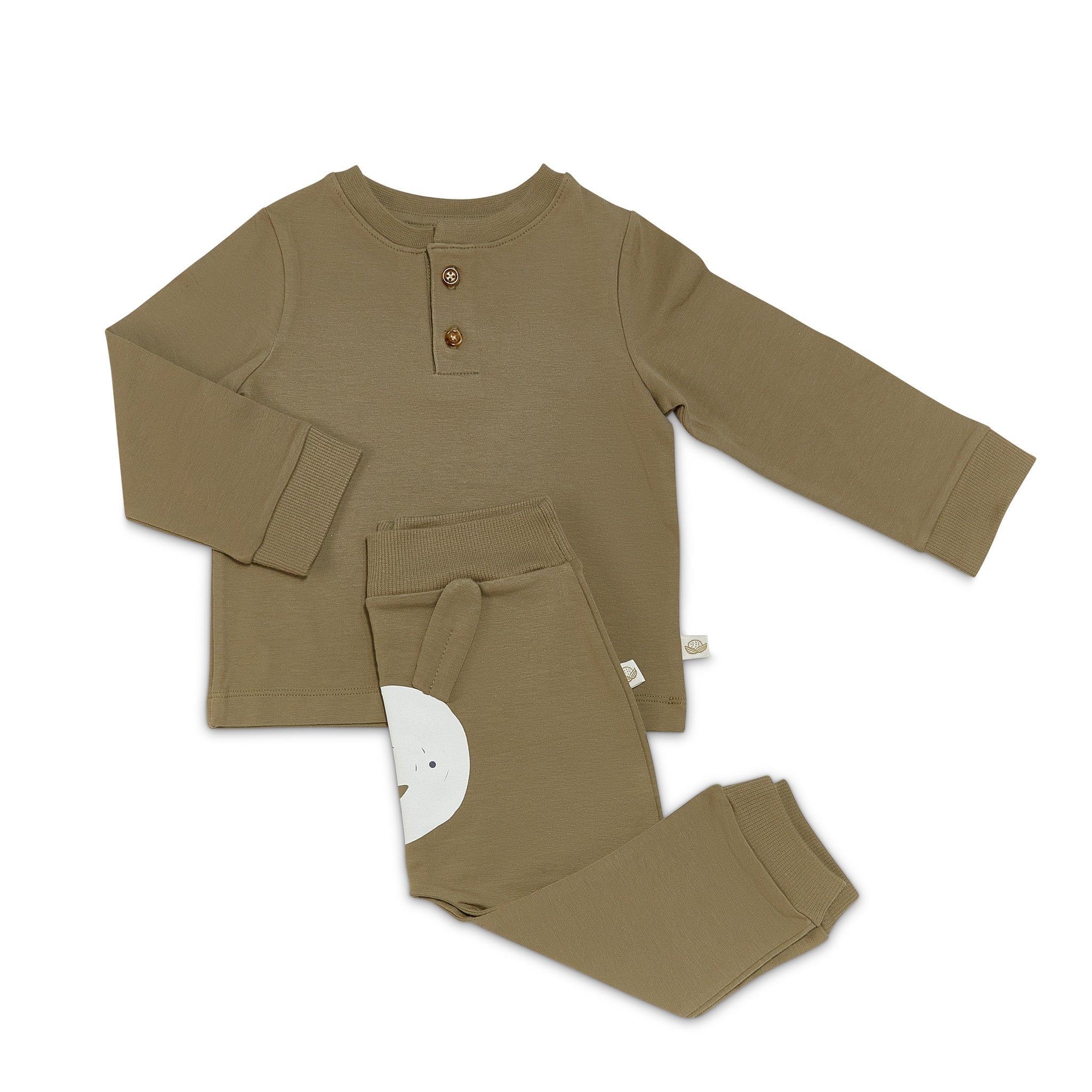 RETIRED - Organic Long Sleeve Bunny Pant Set - Bayleaf