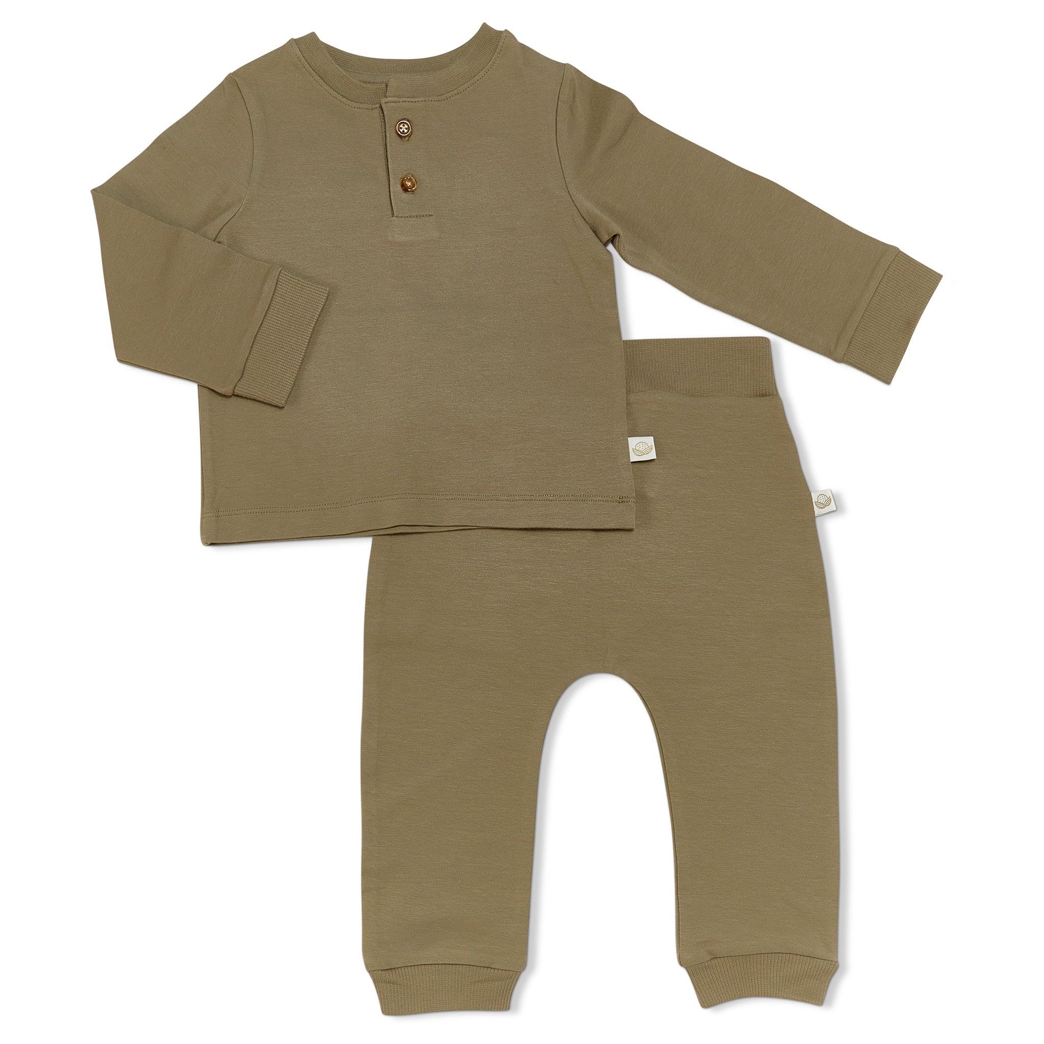 RETIRED - Organic Long Sleeve Bunny Pant Set - Bayleaf