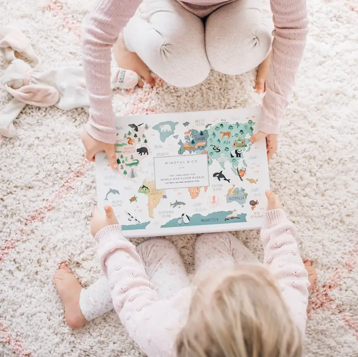 Sale Mindful and Co Kids World Map Floor Puzzle