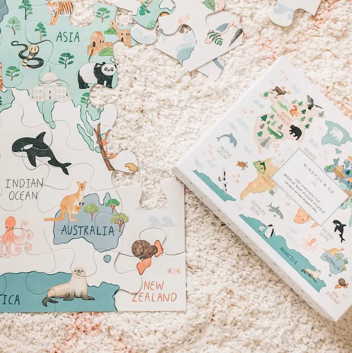 Sale Mindful and Co Kids World Map Floor Puzzle