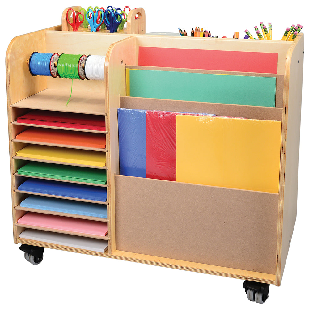 Mobile Art Supplies Cart with Storage & Shelves