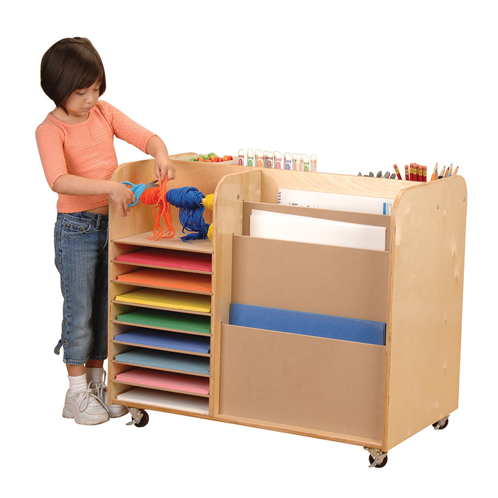 Mobile Art Supplies Cart with Storage & Shelves
